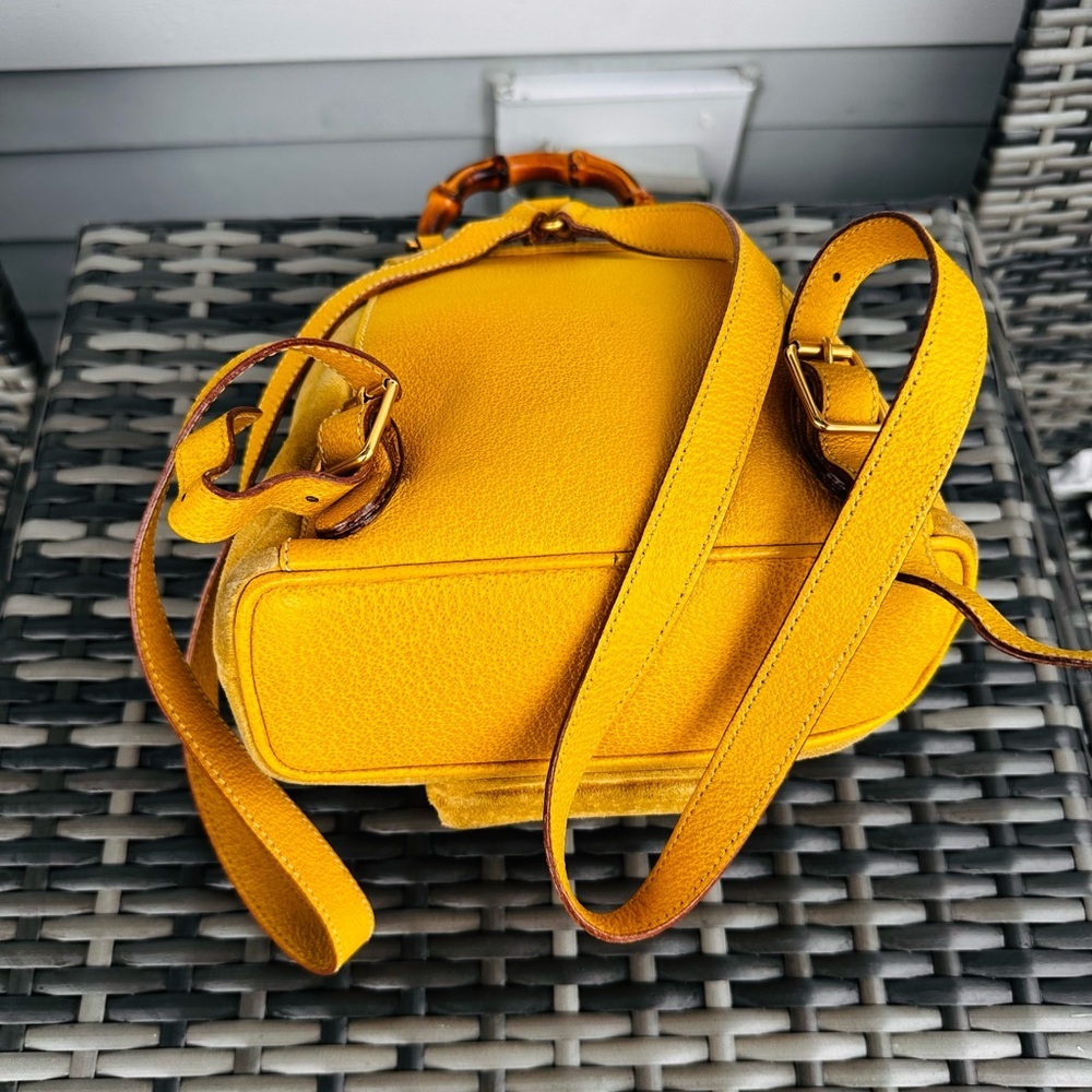 Gucci Vintage Bamboo Suede & Leather Backpack - Picture 15 of 17
